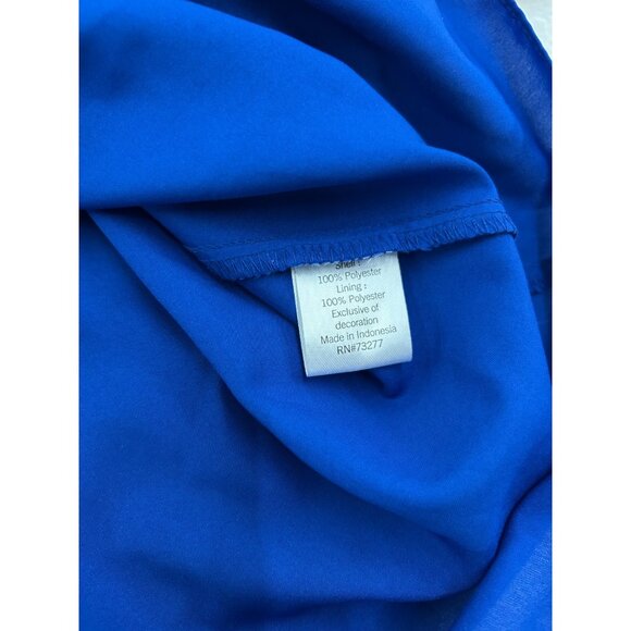 APT. 9 Women's One Shoulder Embroidered Ruffle Dress Blue Lined Royal Sz M NWT - Picture 14 of 14